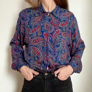 Great Vintage Paisley shirt by Pendleton bleu tones 70's size S/M